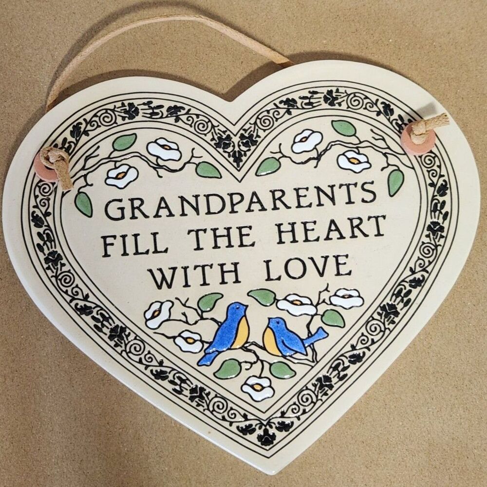 “Grandparents Fill the Heart with Love Ceramic Wall Plaque – Hanging Sign”